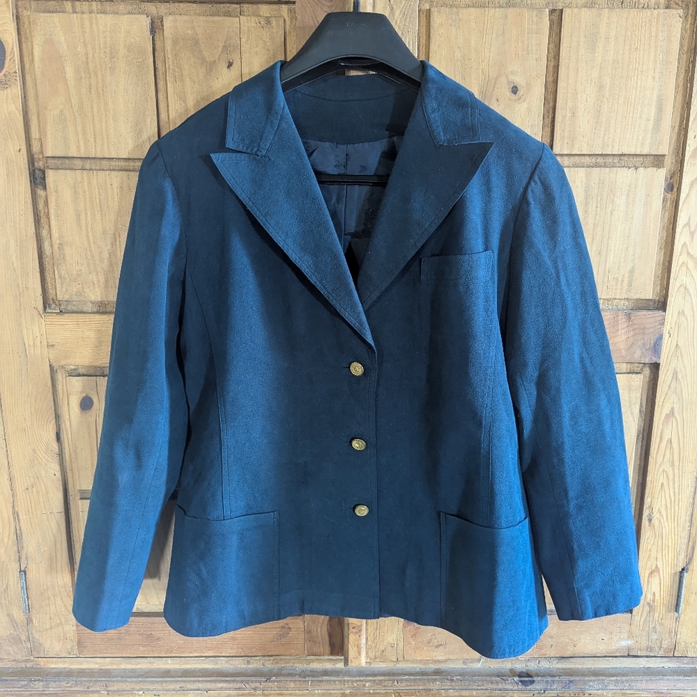 Vintage Suede Blazer. Union Made In The USA. Gold Buttons. Nautical. Equestrian